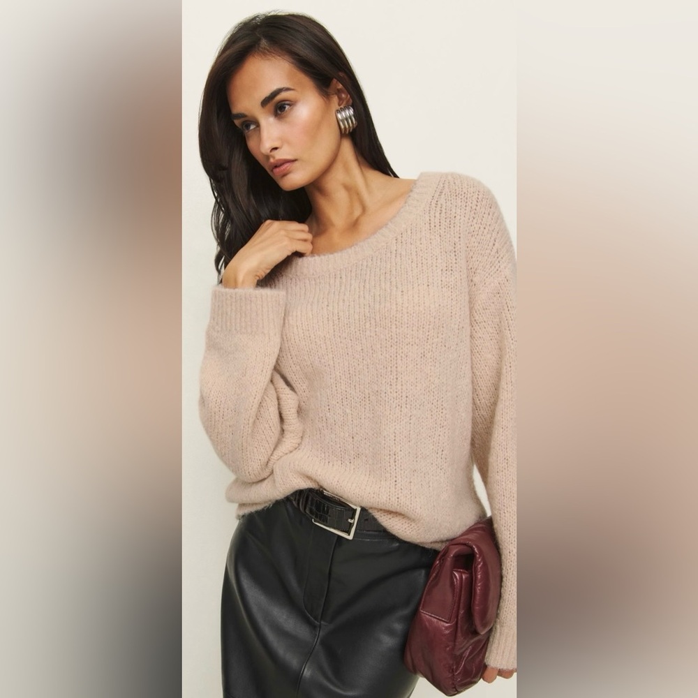 Reformation Cici Oversized Crew Sweater Natural - Size S - Picture 7 of 15